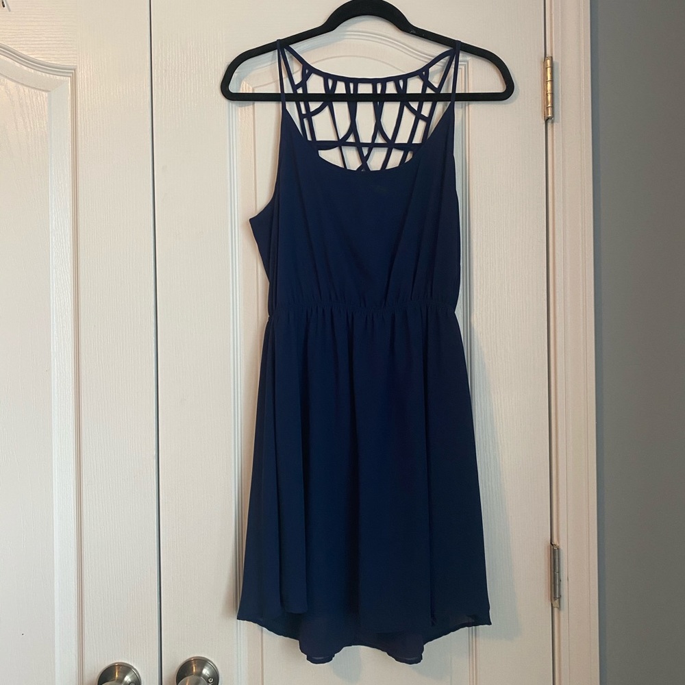 Navy Dress with Intricate Back Detail